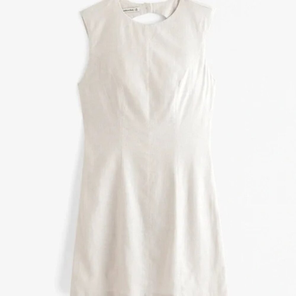 Abercrombie Open Back Linen Blend Shell Mini Dress